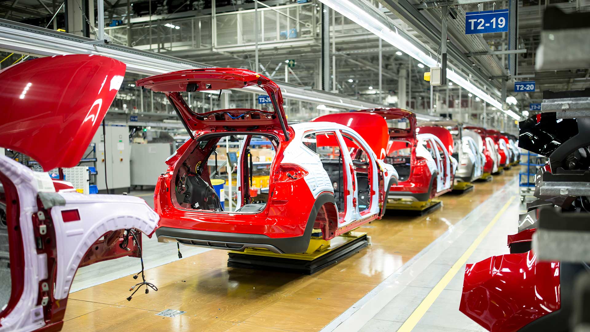 Cars being built